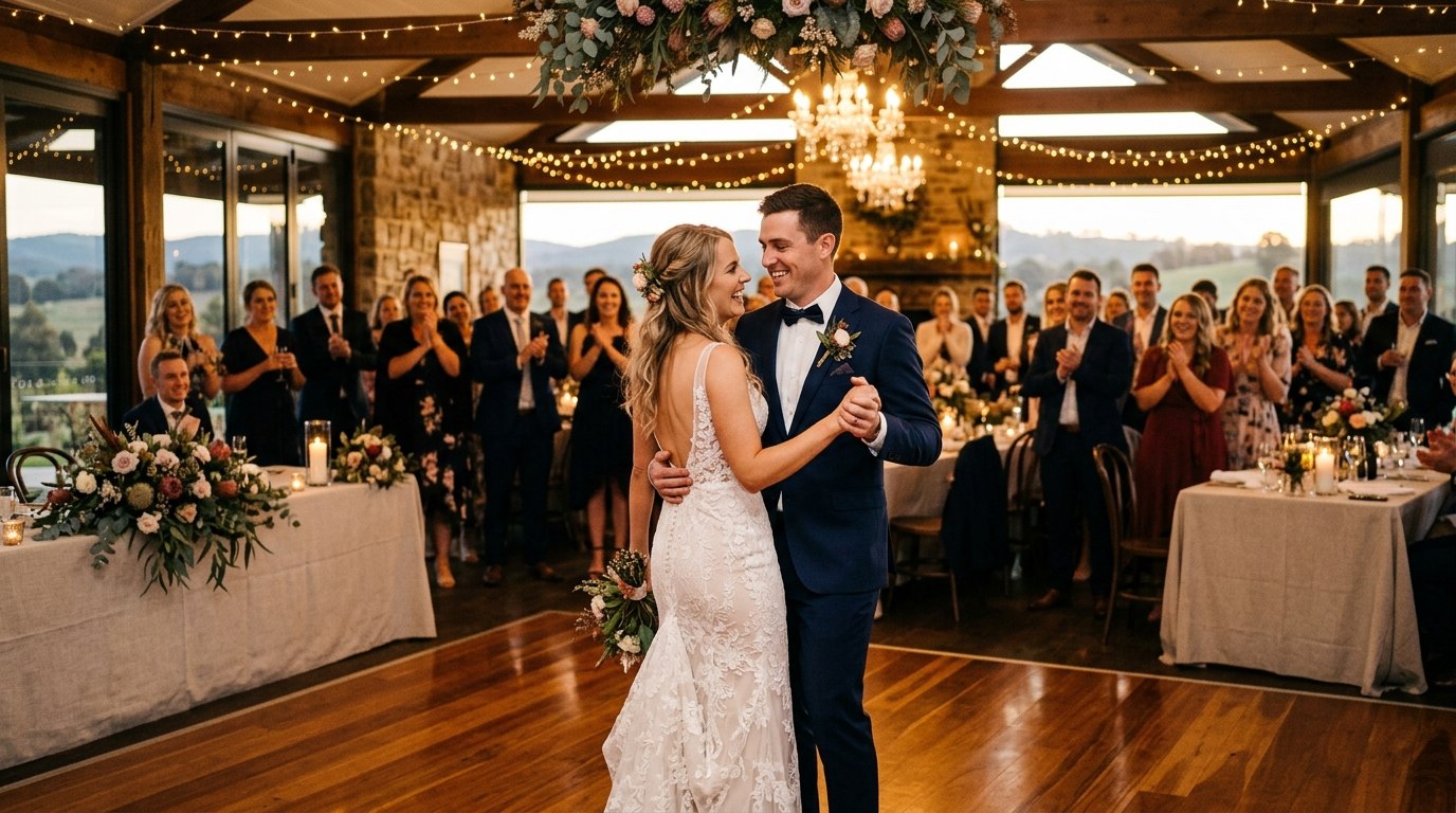 Wedding first dance at Gippsland reception venue
